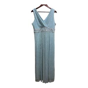 Beautiful long light blue dress w/Glittery rhinestones at bust Prom dress SZ 14￼